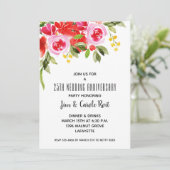 ピンクレッドウォーターカラーフローラ記念日招待状 (スタンド正面)