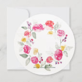 ピンクレッドウォーターカラーブライダルシャワーサークル招待状 招待状 (裏面)