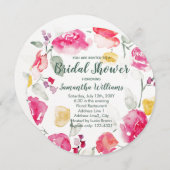 ピンクレッドウォーターカラーブライダルシャワーサークル招待状 招待状 (正面/裏面)
