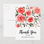 ピンクレッドウォーター色フローラバラありがとう ポストカード (正面/裏面)