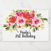 ピンクレッドウォーター色フローラミニ スパークリングワインラベル (シングルラベル)