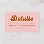 ピンクレッドオレンジレトロ70s結婚のウェブサイト エンクロージャーカード (正面)