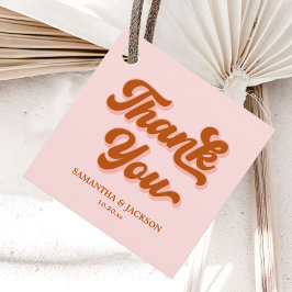 ピンクレッドオレンジレトロ70s Groovy Disco 結婚's フェイバータグ