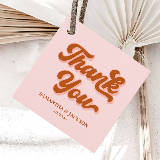 ピンクレッドオレンジレトロ70s Groovy Disco 結婚's フェイバータグ