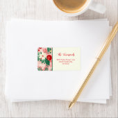 ピンクレッドクリスマスフローラ差出人住所ラベル ラベル (インサイチュ)