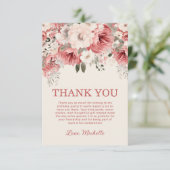 ピンクレッドクリームウォーターカラーフローラ誕生日 サンキューカード (スタンド正面)