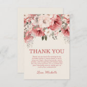ピンクレッドクリームウォーターカラーフローラ誕生日 サンキューカード (正面/裏面)