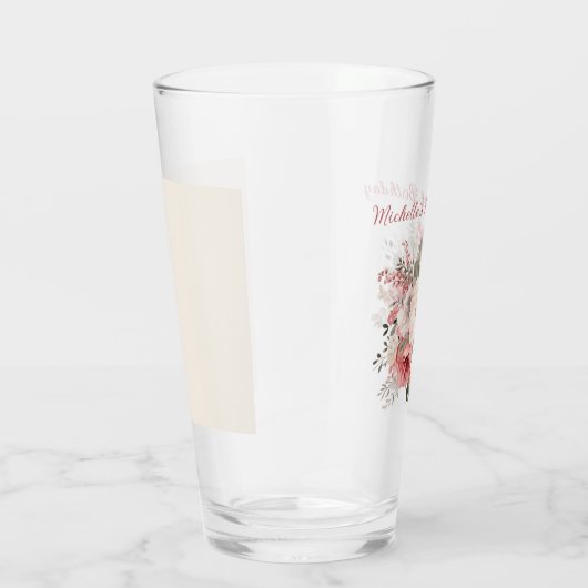 ピンクレッドクリームウォーターカラーフローラ100誕生日 タンブラーグラス (右)