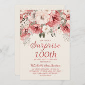 ピンクレッドクリームウォーターフローラサプライズ100th 招待状 (正面/裏面)