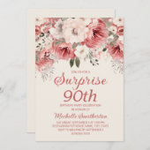 ピンクレッドクリームウォーターフローラサプライズ90th 招待状 (正面/裏面)