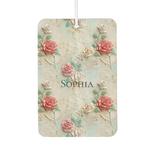 ピンクレッドクリームバラフローラ カーエアーフレッシュナー (正面)