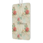 ピンクレッドクリームバラフローラ カーエアーフレッシュナー (左)