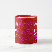 ピンクレッドグリッターあなたが私のハートを幸せなスクリプトにする マグカップ (中央)