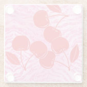 ピンクレッドグリッターゼブラさくらんぼ ガラスコースター (裏面)