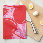 ピンクレッドグリッターゼブラさくらんぼ キッチンタオル (四つ折り)