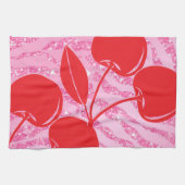 ピンクレッドグリッターゼブラさくらんぼ キッチンタオル (横)