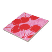 ピンクレッドグリッターゼブラさくらんぼ タイル (側面)