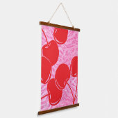 ピンクレッドグリッターゼブラさくらんぼ 吊り下げ型タペストリー (傾斜あり)