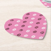 ピンクレッドグリッターホワイトキスリップ ペーパーコースター (アングル)