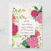 ピンクレッドグリーンクローバーフローラ結婚クリスチャン 招待状 (裏面)