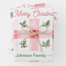 ピンクレッドグリーンレトロパーソナライズされたクリスマス