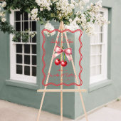 ピンクレッドコケットさくらんぼ1stバースデーウェルカム アクリルサイン