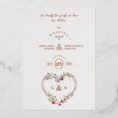 ピンクレッドシェーズハートラグジュアリーロマンチック植物学 箔招待状 (正面)