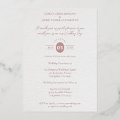 ピンクレッドシェーズハートラグジュアリーロマンチック植物学 箔招待状 (裏面)