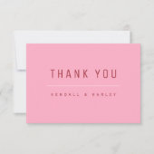 ピンクレッドシモダンックタイポグラフィシンプル サンキューカード (正面)