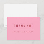 ピンクレッドシモダンックタイポグラフィシンプル サンキューカード (正面/裏面)
