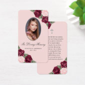 ピンクレッドシルバーフローラ記念葬式カード (デスク)