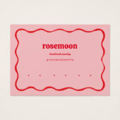 ピンクレッドスクワイグル波モダンイヤリング表示カード (正面)