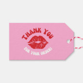 ピンクレッドスターズカスタムビジネスロゴソーシャルメディア ギフトタグ (正面(横))