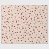 ピンクレッドスターズスノーフレークスパークルホリデーギフト ラッピングペーパー (フラット)