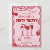 ピンクレッドダーティサーティバースデーパーティー 招待状 (正面)