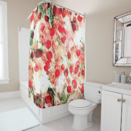 ピンクレッドダーティ水玉模様 グランジ シャワーカーテン