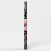 ピンクレッドティール(緑がかった色)ブルーアクアグリーンペイズリーアートパターン Case-Mate iPhoneケース (裏面/右)