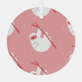 ピンクレッドトロピカルスロースヴィンテージ ガラスオーナメント (裏面)