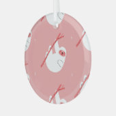 ピンクレッドトロピカルスロースヴィンテージ ガラスオーナメント (正面左)