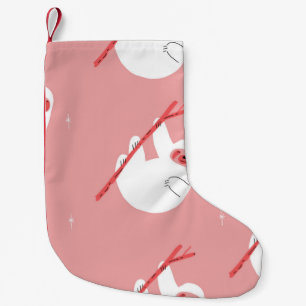 ピンクレッドトロピカルスロースヴィンテージ スモールクリスマスストッキング