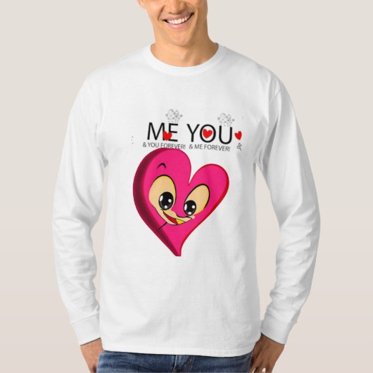 ピンクレッドハートバレンタイン Tシャツ (正面)