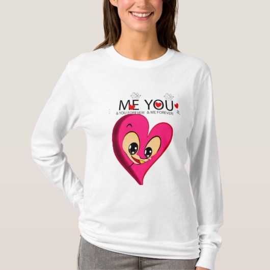 ピンクレッドハートバレンタイン Tシャツ (正面)