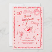 ピンクレッドバチェロレッテカクテルパーティーバチェロレッテ 招待状 (正面)