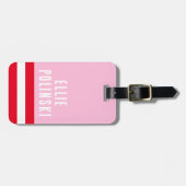 ピンクレッドバック名門私立校風のパックパーソナライズされたラベル ラゲッジタグ (正面横)