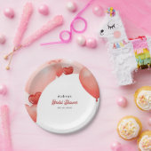 ピンクレッドバルーンバレンタインデーブライダルシャワー ペーパープレート (パーティー)