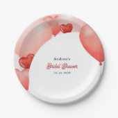 ピンクレッドバルーンバレンタインデーブライダルシャワー ペーパープレート (正面)