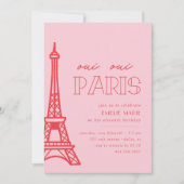 ピンクレッドパリガールズバースデーパーティー 招待状 (正面)