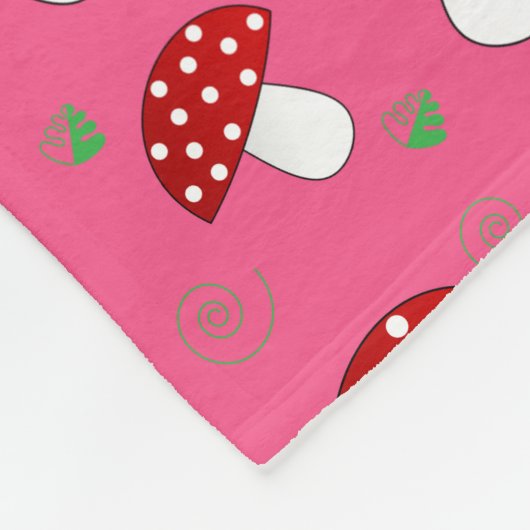 ピンクレッドパーソナライズされたキノコの名前 フリースブランケット (角)