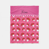 ピンクレッドパーソナライズされたキノコの名前 フリースブランケット (正面)