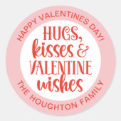 ピンクレッドパーソナライズされたバレンタインステッカー ラウンドシール (正面)